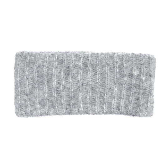 Gray Ribbed Alpaca Ear Warmer