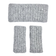 Gray Ribbed Alpaca Ear Warmer