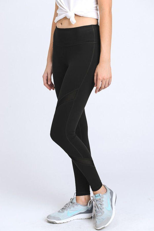 Cross Mesh Panels Pocket Full Leggings