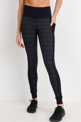 Dark Striped Colorblock Cuffed Leggings