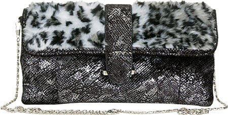 Aryana Rose4-Bk Handbag With Fur- Drop-In Shoulder Chain- Black