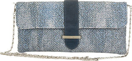 Aryana Rina-2-Bl Chic Blue Tweed Chain Strap Clutch Style Womens Handb