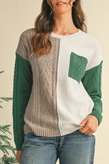 Gold Flame Colorblock Pocket Drop Shoulder Sweater