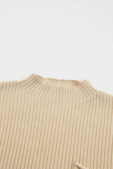 Mineral Red Patch Pocket Ribbed Knit Short Sleeve Sweater