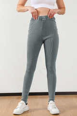 Dark Grey Vintage Wash Ribbed Leggings