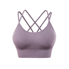 Dual Strap Cross Back Sports Bra with Padded Support Tank Top for