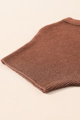 Coffee Mock Neck Short Batwing Sleeve Sweater