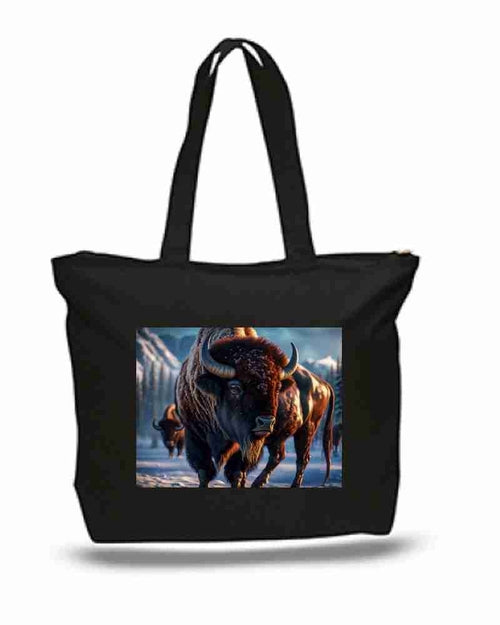 Buffalo Bison  large New Zipper Tote Bag