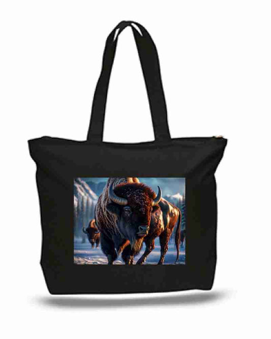 Buffalo Bison  large New Zipper Tote Bag