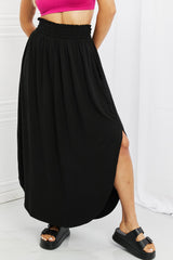 It's My Time Full Size Side Scoop Scrunch Skirt in Black