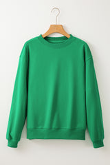 Smoke Green Solid Color Drop Shoulder Terry Sweatshirt