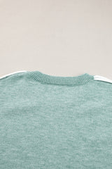 Moonlight Jade Contrast Edge Crewneck Knit Sweater