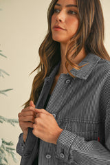 Light Blue Washed Oversized Pocketed Denim Jacket