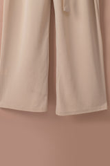 Apricot Boat Neck Knot Wide Leg Jumpsuit