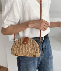 Oval Straw Small Crossbody Bag