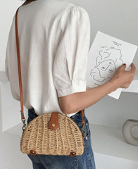 Oval Straw Small Crossbody Bag