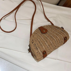 Oval Straw Small Crossbody Bag