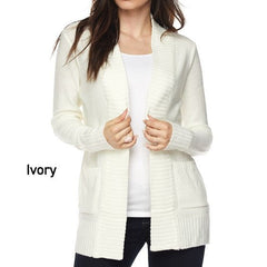 Shawl Collar Patch Pocket Long Sleeve Open Cardigan