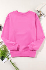 Smoke Green Solid Color Drop Shoulder Terry Sweatshirt