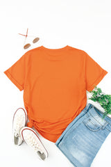 Blank T Shirt - Orange Crewneck Rolled Up Short Sleeve Plain T-Shirt Customized