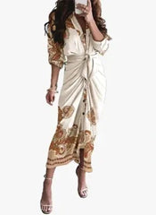 Bohemian Clingy Elastic Plain Outfit L Wrap Dress