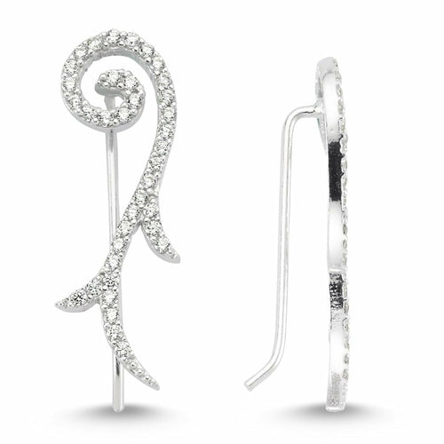 Dainty Silver Branch Ear Cuffs & Climber Earrings