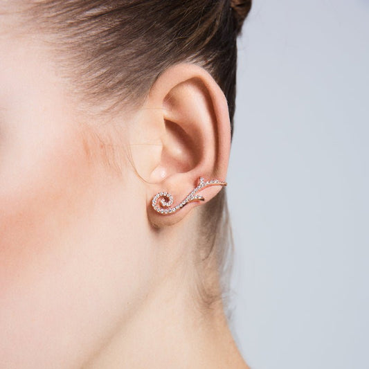 Dainty Silver Branch Ear Cuffs & Climber Earrings