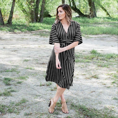 Striped Vee Neck Dress