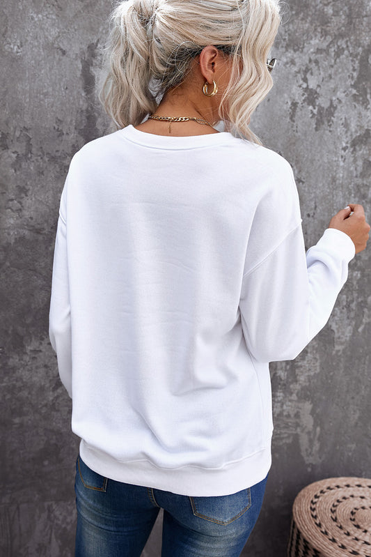 Blank Sweatshirt - White Plain Comfy Knit Pullover Sweatshirt Customized