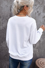 Blank Sweatshirt - White Plain Comfy Knit Pullover Sweatshirt Customized