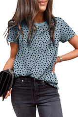 Black Cheetah Print Casual Short Sleeve Crew Neck T Shirt