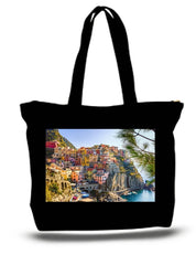 Cinque Terre Mediterranean Large Tote New Zipper Bag