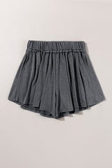 Gray Elastic Waist Side Pocket Culotte Shorts