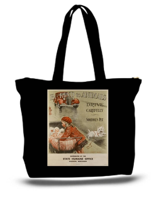 Be Kind To Animal Adopt Large Tote Grocery & Stuff Bag