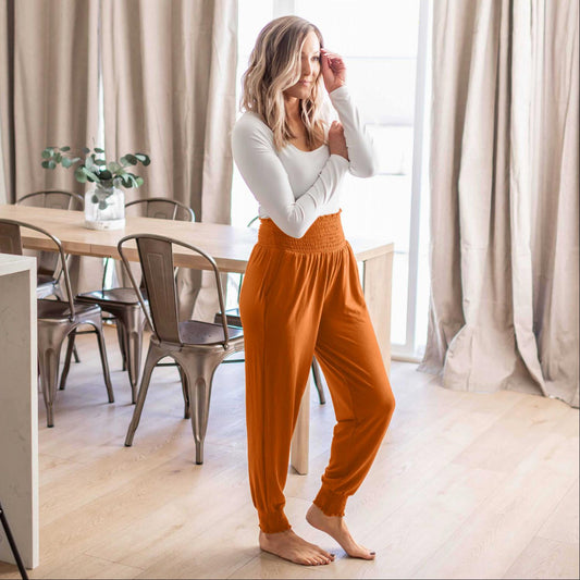 High-waisted Smocked Lounge Jogger Pants