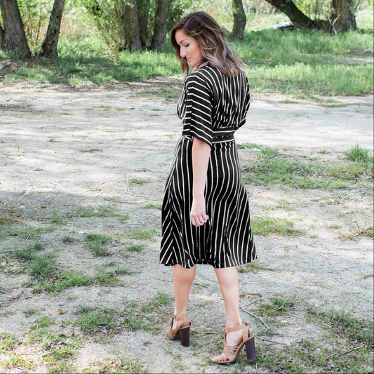 Striped Vee Neck Dress