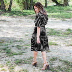 Striped Vee Neck Dress