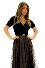 Chic Two Pieces Design T-Shirt with Polka Dot Tutu Skirt Sets