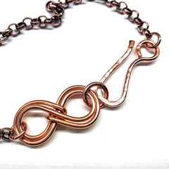 Copper Double Infinity Chain Bracelet For Him and Her