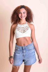 Crochet Lace High Neck Bralette