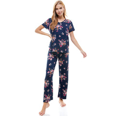 Loungewear Set for Women's Floral Print Pajama Set