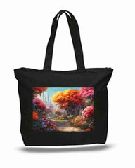 Colorful Flowers Floral Art Painting New Zipper Tote Bag