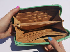 Sally aqua cork wallet