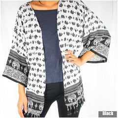 Elephant Tribal Boho Kimono Cover Up