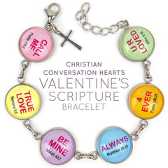 Christian Conversation Hearts Valentine's Scripture Bracelet – Glass