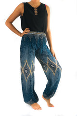 Teal PEACOCK Women Boho Pants Hippie Pants Yoga Pants