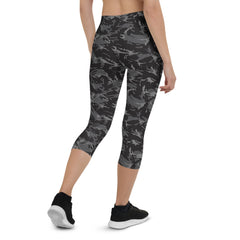 Womens Black Camo Capri Leggings