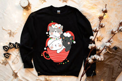 Cute Cats Cup Christmas Sweatshirt