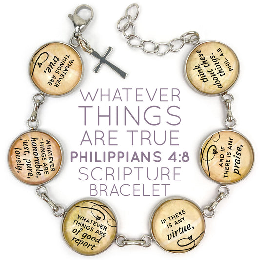 "Whatever Things are True" Philippians 4:8 Scripture Bracelet – Glass