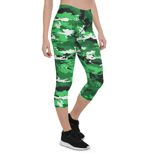 Green Camo Capri Leggings